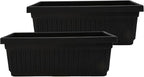 The HC Companies 24 Inch Venetian Window Planter Box with Drainage Plug, Lightweight UV-Resistant Plastic Indoor & Outdoor Planters, 2-Pack Flower Box for Garden & Home Decor, Black