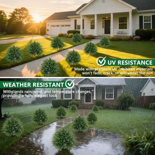 artificial 2 pack cedar topiary trees with ground, front angle view