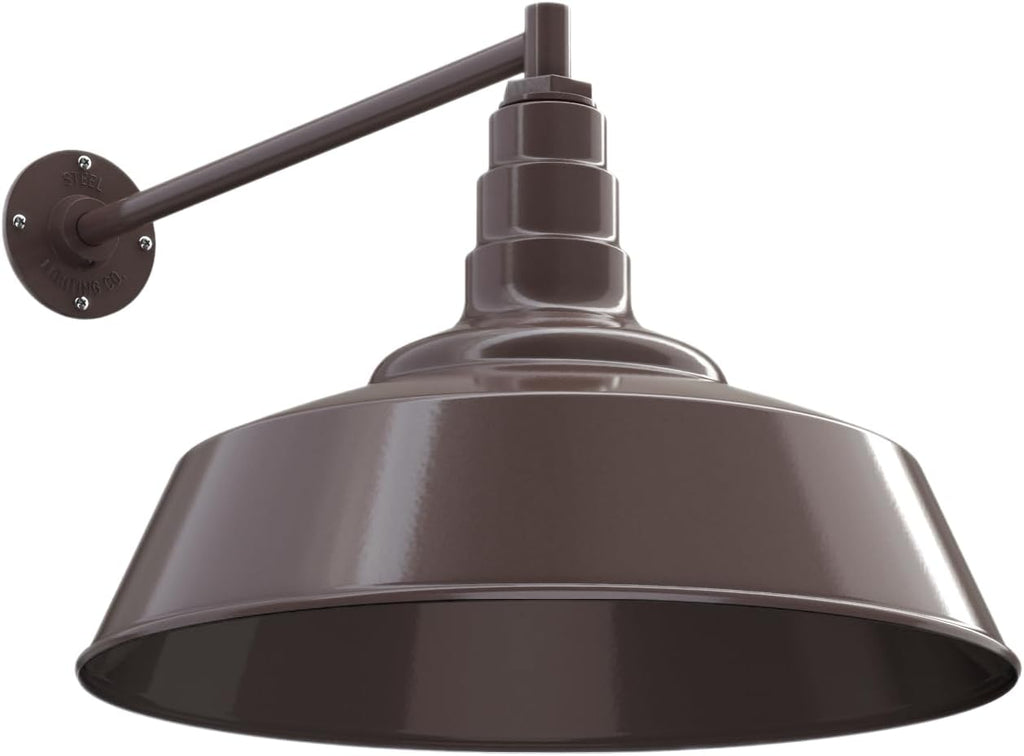 20" Straight Arm Large Barn Light 20" Dome | Outdoor Barn | Dark Bronze