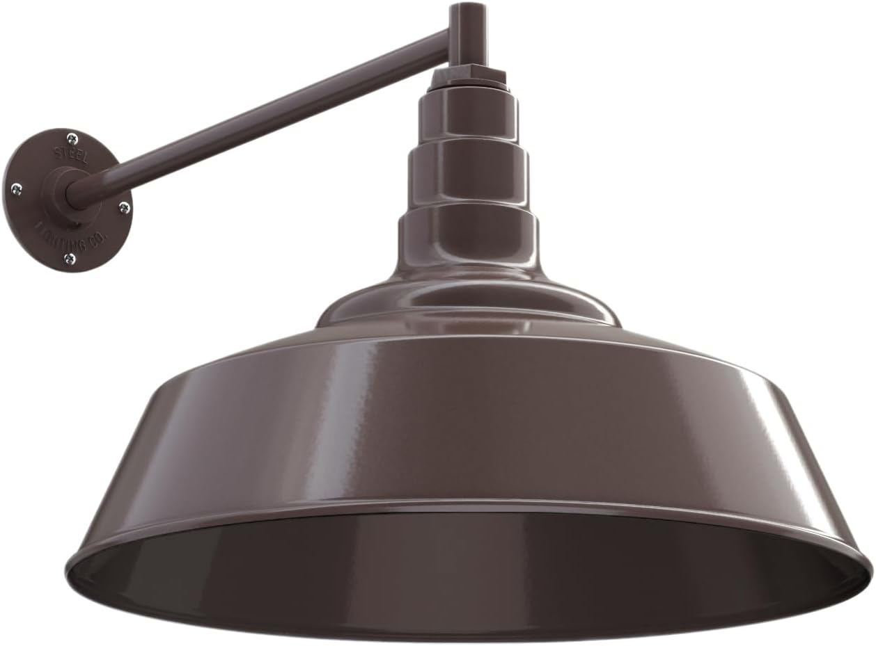 20" Straight Arm Large Barn Light 20" Dome | Outdoor Barn | Dark Bronze