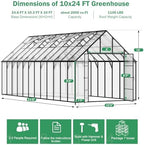 10x24 ft polycarbonate greenhouse large heavy duty aluminum shown in use