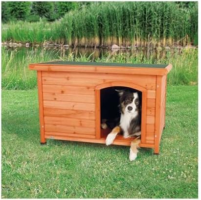 trixie pet products dog club house, large,glazed pine,40.75x26.75x28.25 shown in use