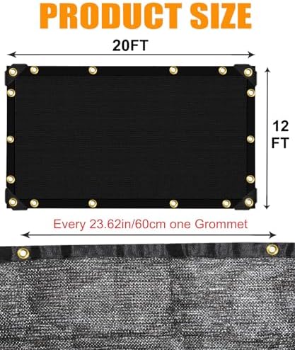 e.share 40%-50% black garden shade cloth,12x20ft mesh tarp, package contents