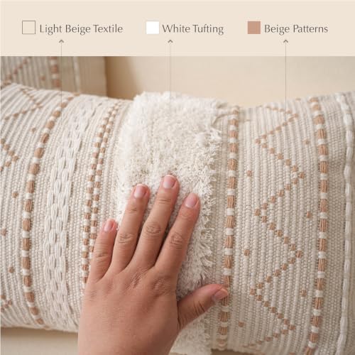 blissblush 14x36 lumbar pillow cover for bed, rectangular showing dimensions