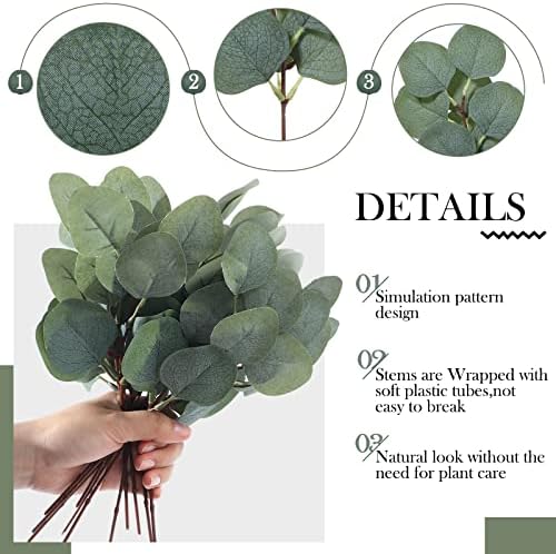 taiyin 70 pieces artificial eucalyptus leaves set greenery, close-up detail