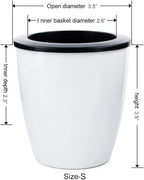 3.5“ Self Watering Planter White Flower Pot, 3 Pcs Small Planter Pot, Mini Plant Pot, for All Plants, Herbs, African Violets, Succulents, Flowers Or Start Plants, White, 3 inch