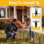 decorative garden fence 17in x 10ft,10 panels,metal halloween, side view