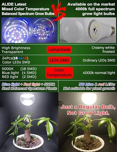 Led Grow Light Bulbs for Indoor Plants Full Spectrum E26 A19 | Grow LED Lamp 10W with Balanced 5000K Red Blue for Seeds Greens Laboratory,School,Greenhouse, Indore Garden, Hydroponic,3Pack