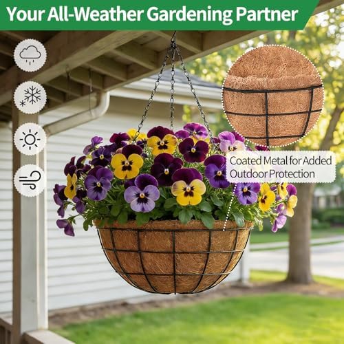 16 inch hanging planters for outdoor plants, 2, package contents