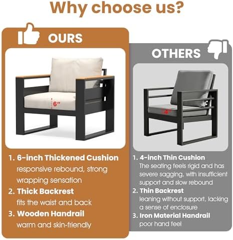 aluminum outdoor patio furniture, 5 piece 7-seat conversation, package contents