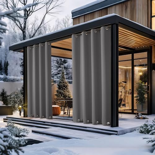nicetown 2 panels grey blackout outdoor curtains for, view 9