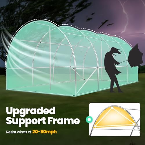 king bird premium 20x10x6.6ft greenhouse for outdoors large, front angle view