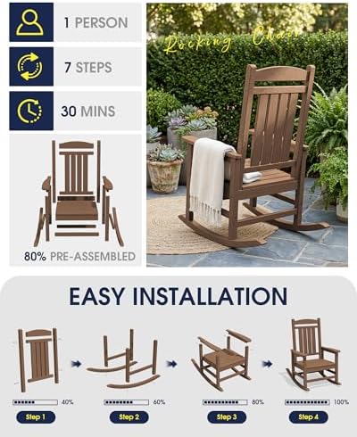 kingyes oversized outdoor rocking chair for adults, porch on a desk or shelf
