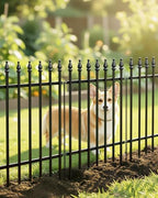 arifaro 5 panels metal garden fence 24" h, side view