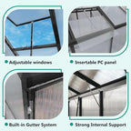 greenhouse for outdoors 8x12x7.8ft, polycarbonate greenhouse with stronger, close-up detail
