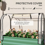 outsunny raised garden bed with cover and storage, close-up detail