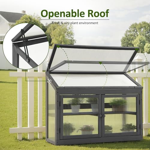 mcombo wooden cold frame garden greenhouse flower planter showing dimensions