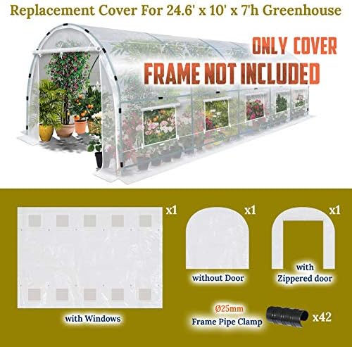 benefitusa greenhouse replacement cover half-transparent greenhouse cover (24.6'x10'x7') shown in use