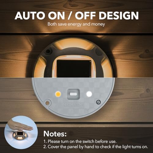 AGPTEK Solar Driveway Lights Outdoor 12 Pack, 2 Color Modes LED Deck Dock | Marine Waterproof Driveway Marker Lights for Step Sidewalk Stair Garden Pathway Walkway Yard (Warm White/Cool White)