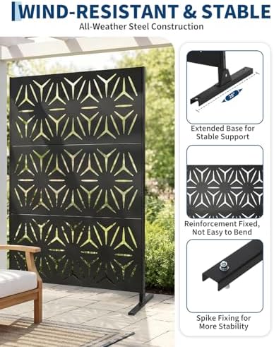 outdoor privacy screen, 48" w x 75" h, side view