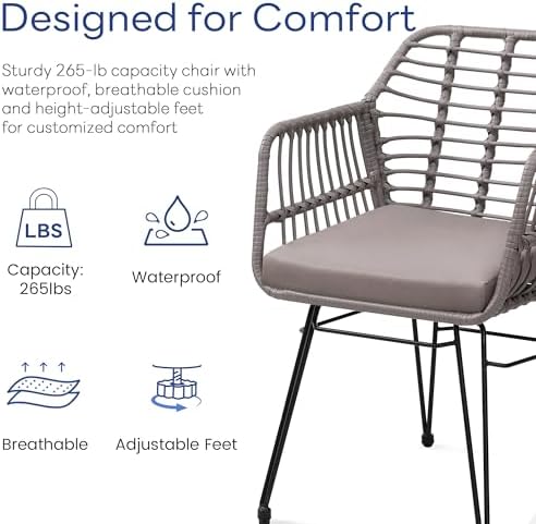 krofem 3 piece wicker patio bistro furniture set, side view