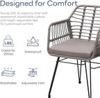krofem 3 piece wicker patio bistro furniture set, side view