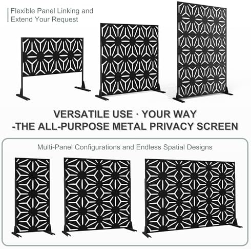 71" h freestanding metal privacy fences for outside, close-up detail
