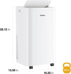 whirlpool 14,000 btu portable air conditioner with heater, side view