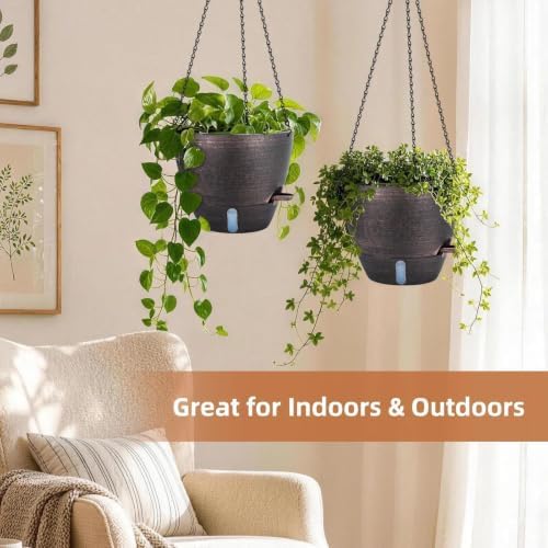 zmtech 12/10/8 inch self watering hanging planter, bronze on a desk or shelf