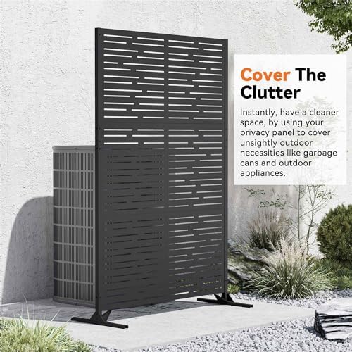 modern shade 4x6 ft metal privacy screen with showing dimensions