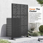 modern shade 4x6 ft metal privacy screen with showing dimensions