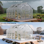 yitahome 12x6ft polycarbonate greenhouse large heavy duty green showing dimensions