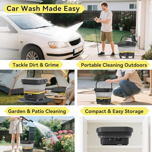 portable cordless cleaner with tank: foldable electric cleaning showing dimensions