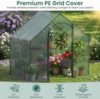 happygrill walk-in greenhouse, portable outdoor green house with showing dimensions