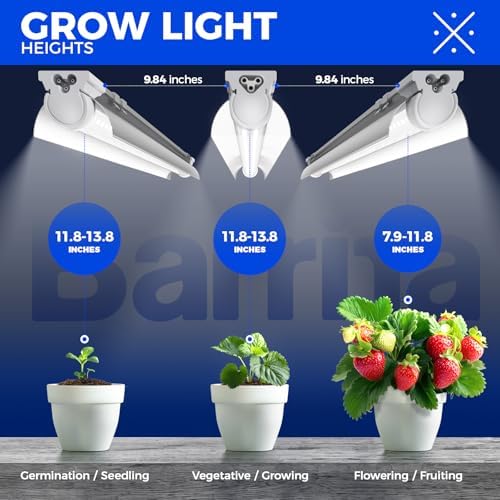 barrina t8 grow lights for indoor plants, 3ft showing dimensions