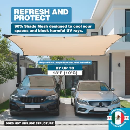 shade cloth 90% 10x12 ft, durable hdpe mesh, front angle view