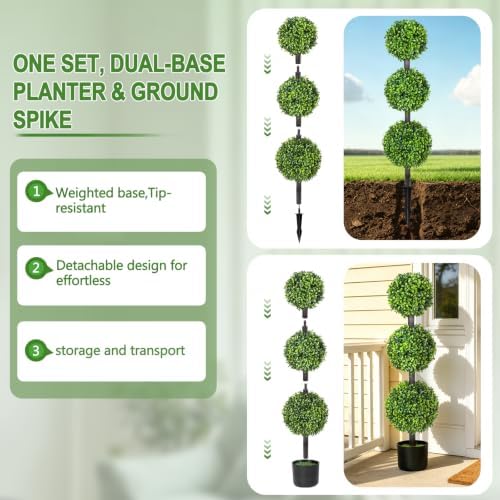 3ft artificial triple ball boxwood topiary tree,set of on a desk or shelf