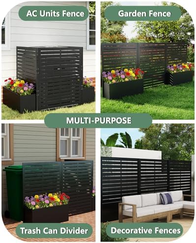 foowin air conditioner fence, 3 panels metal privacy, package contents