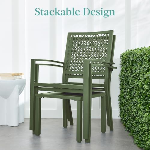 best choice products 3-piece outdoor bistro set, stackable, side view