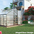 8x12 ft outdoor greenhouse with roof vent, charcoal, view 9