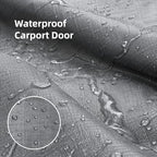 12x20 ft carport replacement zipper door,180g pe waterproof showing dimensions