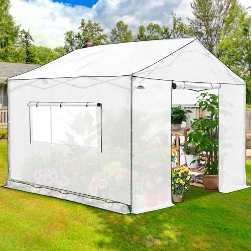 eagle peak 10x10 pop up walk in greenhouse showing dimensions