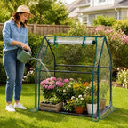 mini greenhouse with waterproof pad, 36"×18"×33" tabletop small, front angle view