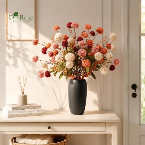 der rose fall artificial flowers with vase, 18, side view