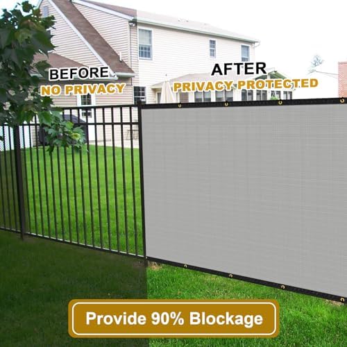 privacy fence screen gray 4' x 50' outdoor, close-up detail