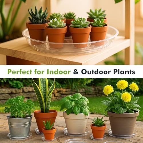 70 packs 12" clear plant saucers for indoor, close-up detail