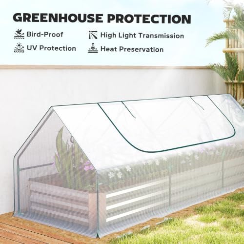 outsunny 8.6 x 3 x 1ft metal planter, side view