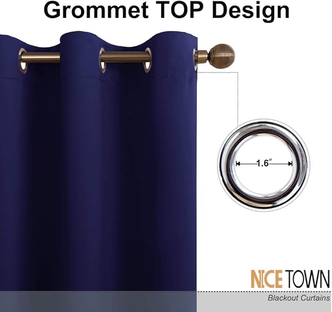 NICETOWN Blackout Window Curtain Panel - Home Fashion Thermal Insulated Room Darkening Drapery for Bedroom & Living Room, 52W x 95L, 1 Panel, Dark Blue