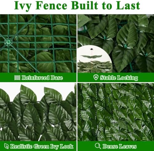 icover artificial ivy privacy screen for fence, 39x118in, close-up detail