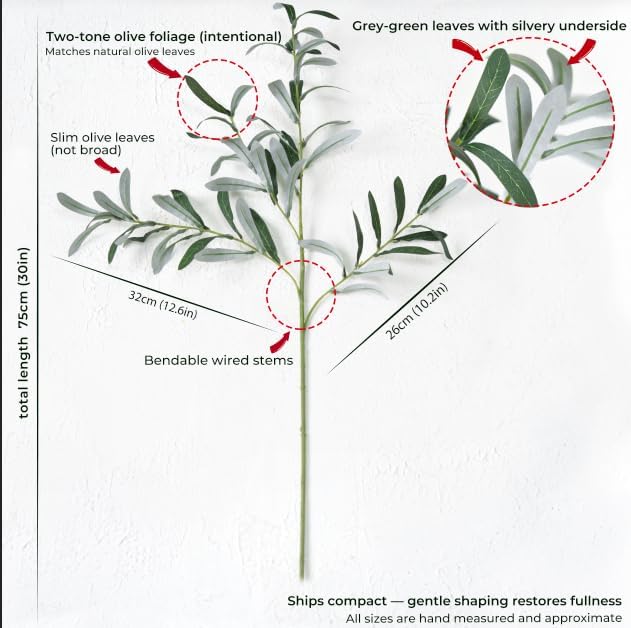 fiveseasonstuff artificial olive branches, 6 gray-green 30 inch shown in use
